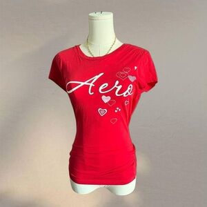 Women's Aeropostale Red Heart Graphic Top